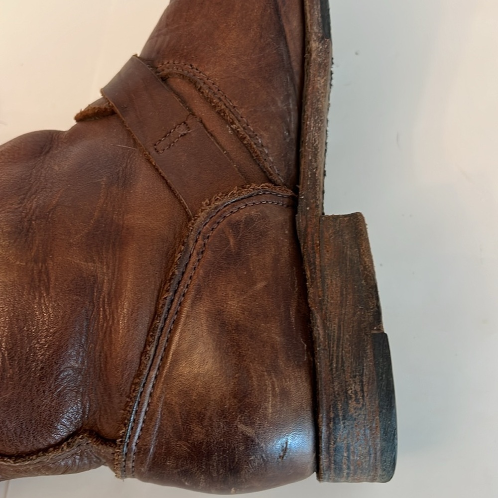 VINTAGE SHOE COMPANY WOMENS SHORT LEATHER BIKER RIDING BOOTS BROWN 7.5 - Picture 16 of 17